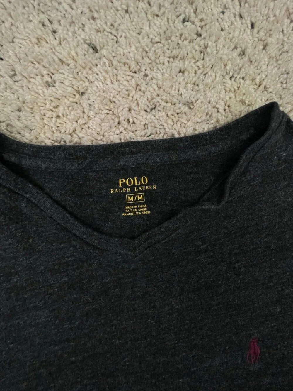 Polo Ralph Lauren Short Sleeve T Shirt Men’s Dark Gray Medium Casual V Neck